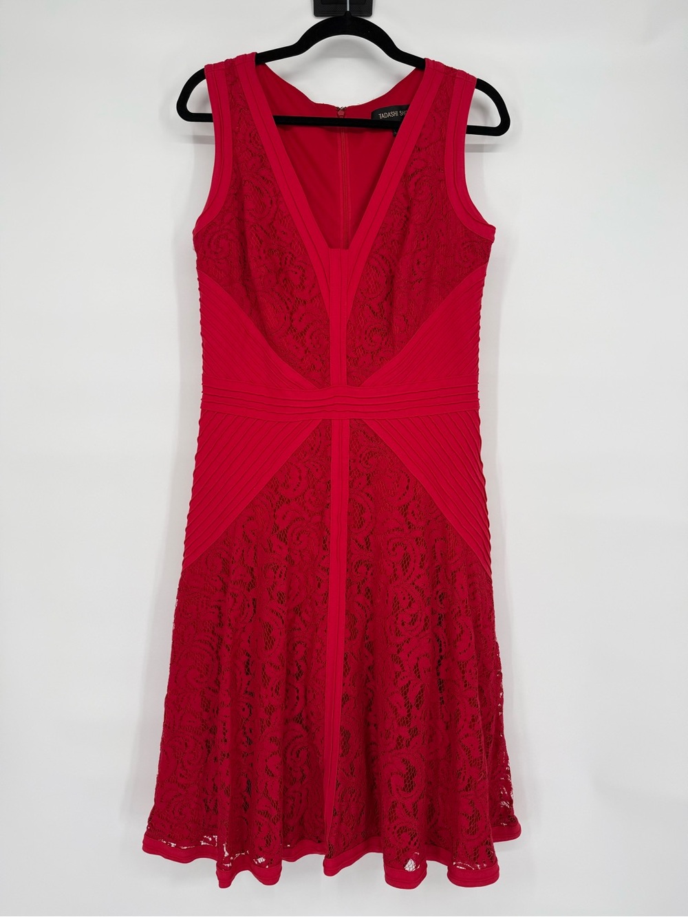 Tadashi Shoji Lace Cocktail 10 Dress Sleeveless Fit Flare V Neck Party Wedding